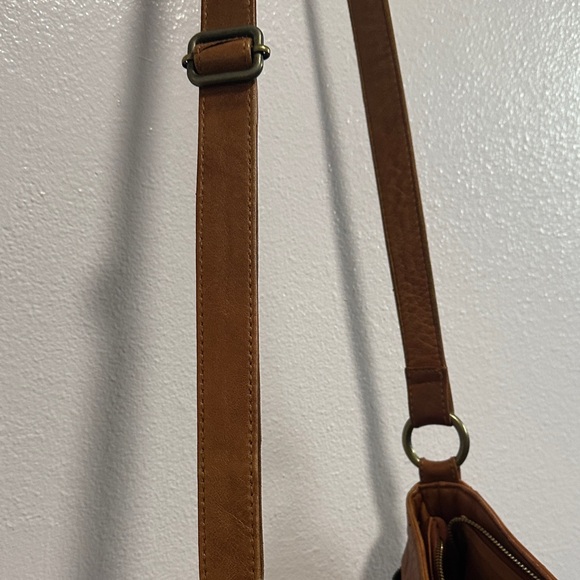 Scully Tan Leather Crossbody Bag with Diamond Accents - Picture 12 of 16